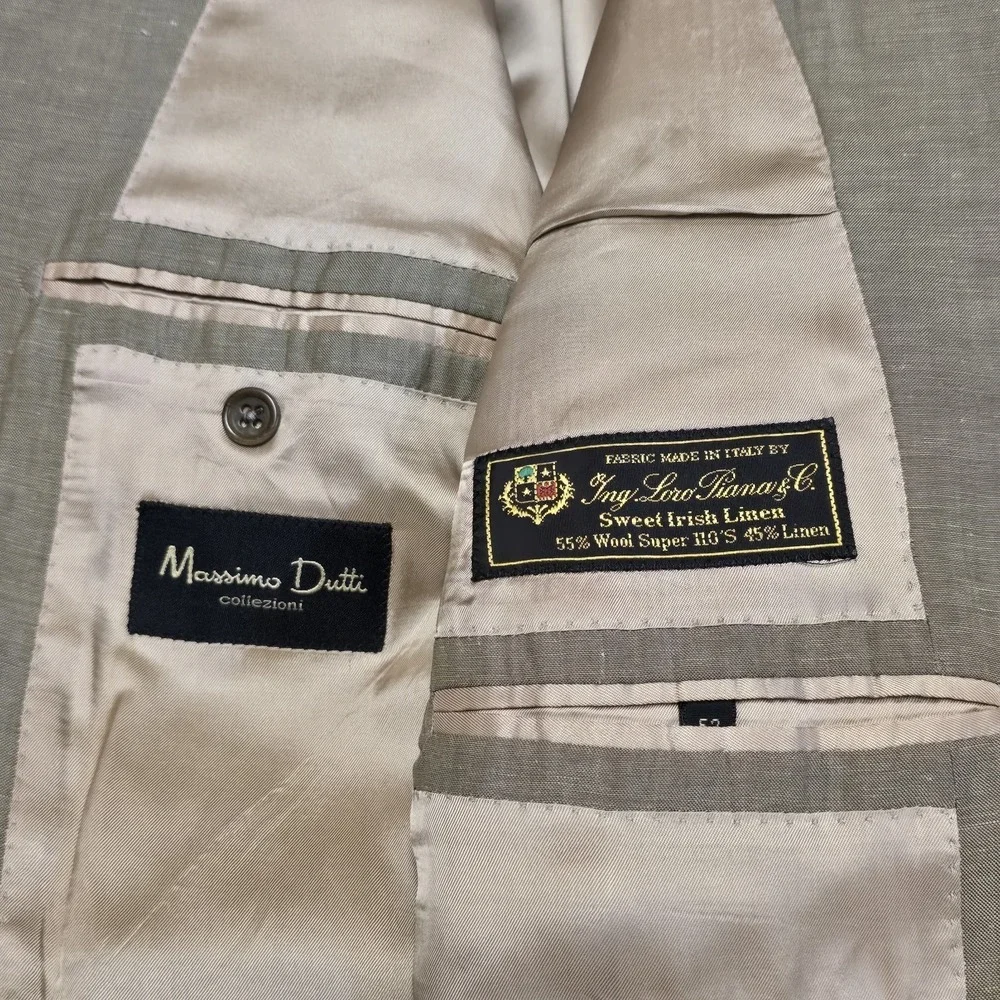 Massimo Dutti Loro Piana Sweet Irish Linen Wool Sport Coat Blazer 52EU 42R Italy